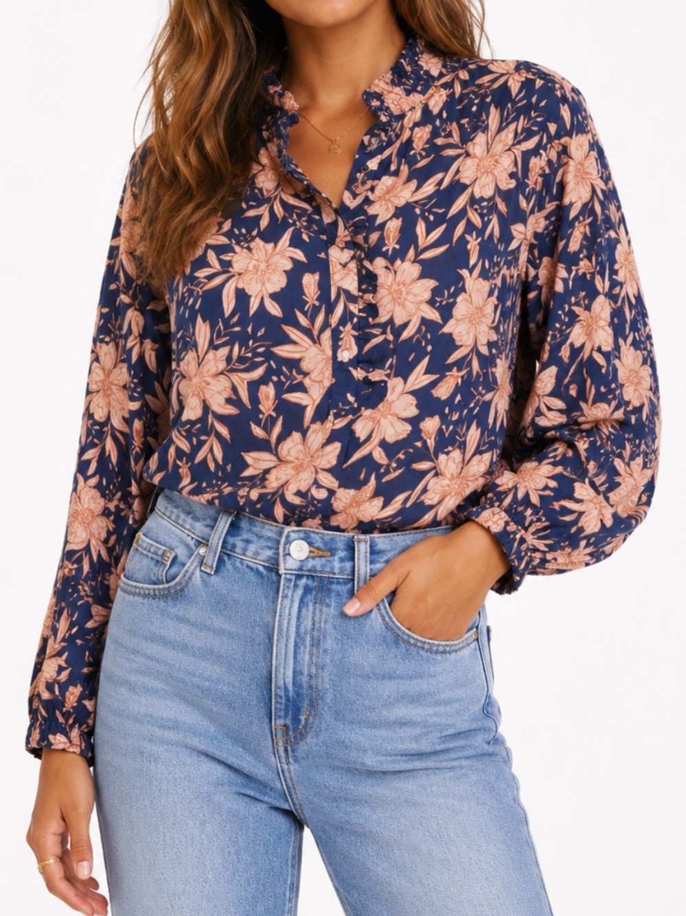 Trovata Breezy Blouse - Paloma Floral - Long Sleeve - Extra Small XS